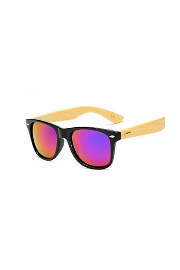EICCJHRC Lunettes de soleil vintage en bambou pour homme et femme - Lunettes de soleil en bois - Mode vintage - Pour homme et