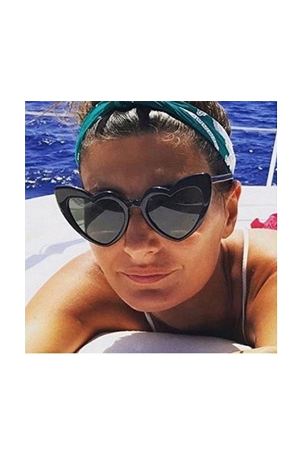 Générique Lunettes de Soleil en Forme de cœur à la Mode rétro pour Femmes Lunettes intégrées Lunettes De Soleil Compatible wi