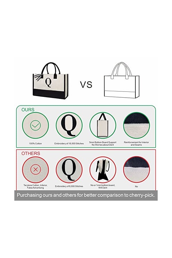 TOPDesign Sac à Main en Toile dOrigine avec Broderie, Sac Cadeau Personnalisé, Idéal pour Mariage, Anniversaire, Plage, Vaca