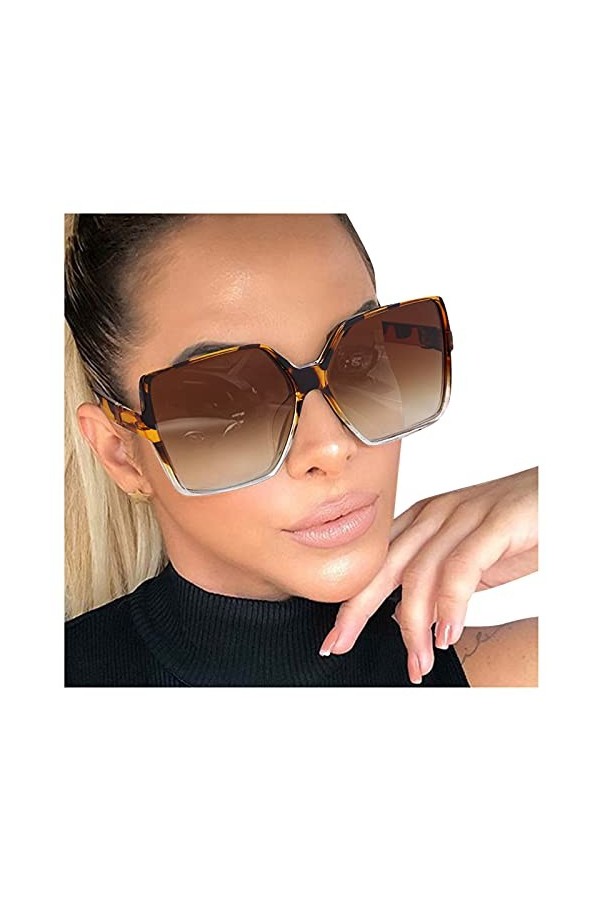 VIRACIN Lunettes de soleil pour femmes Lunettes de soleil à monture large Lunettes de soleil à la mode Lunettes De Ajustable