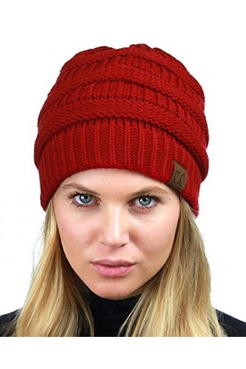 CC Femme Chunky Cable EXTENSIBLE doux WarFuzzy tricot rayé Skully Unique taille Rouge