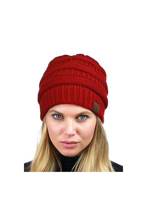 CC Femme Chunky Cable EXTENSIBLE doux WarFuzzy tricot rayé Skully Unique taille Rouge