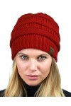 CC Femme Chunky Cable EXTENSIBLE doux WarFuzzy tricot rayé Skully Unique taille Rouge