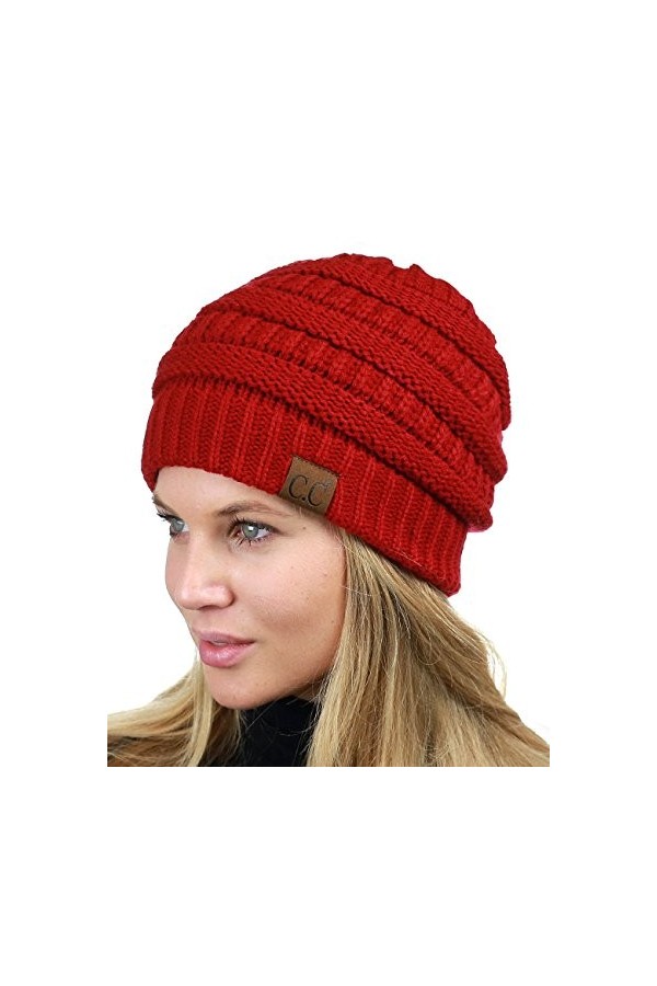 CC Femme Chunky Cable EXTENSIBLE doux WarFuzzy tricot rayé Skully Unique taille Rouge