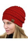 CC Femme Chunky Cable EXTENSIBLE doux WarFuzzy tricot rayé Skully Unique taille Rouge