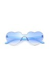 HMILYDYK Lunettes de soleil en forme de cœur sans monture - Transparentes et colorées - En forme de cœur - Bleu clair, bleu c