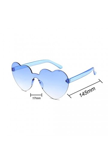 HMILYDYK Lunettes de soleil en forme de cœur sans monture - Transparentes et colorées - En forme de cœur - Bleu clair, bleu c