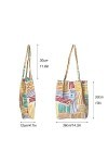 KEYRI Sac Fourre Tout en Velours Côtelé Tote Bag Femme Sac Cabas Femme Grande Capacité Motif de Rayures Colorées Femme Tote B