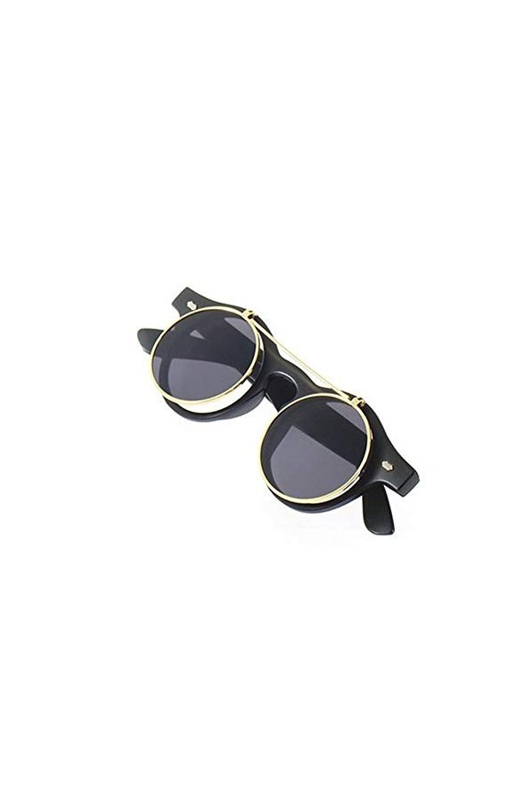 Ashley GAO Classique Steampunk Goth Lunettes Lunettes Rondes Flip Up Lunettes De Soleil Rétro Vintage Accessoires De Mode Ten