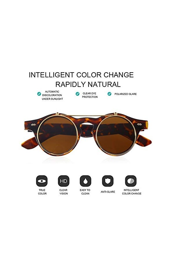 Greatangle Classique Steampunk Goth lunettes lunettes rondes lunettes de soleil rabattables rétro Vintage accessoires de mode