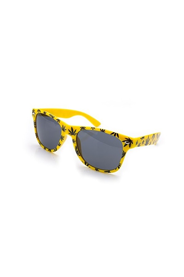 UNISEX Femme Homme Lunettes Ganja Weed Style De Soleil Rétro MFAZ Morefaz Ltd Yellow 