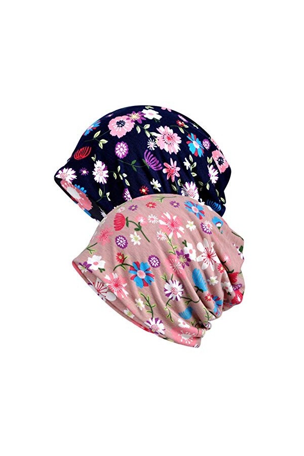 Qunson Baggy Slouchy Bonnet chimio pour femme - multicolore - Taille unique