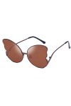 Lunettes de Soleil - Femme - Solike Femme Rétro Lunettes Adultes Chic Aviateur Lunettes Protection UV400 Grande Papillon Cadr