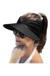 Muryobao Chapeau à visière large pour femme - Protection UV UPF 50+ - Pour la plage et le sport, noir, Taille unique