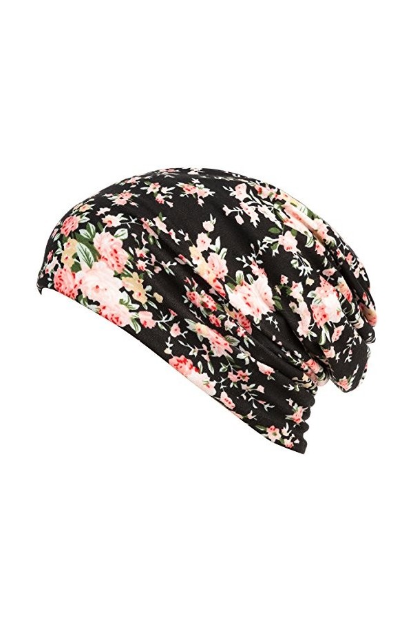HONENNA Turban imprimé bandeau chimio bonnet de sommeil doux, Black, Taille unique