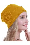 osvyo Bonnet chimio turban pour femme – Bonnet contre la perte de cheveux scellé, Coton jaune ambré, taille unique