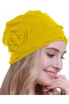 osvyo Bonnet chimio turban pour femme – Bonnet contre la perte de cheveux scellé, Coton jaune ambré, taille unique