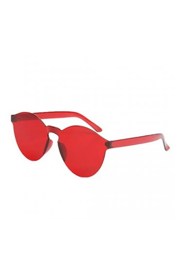 hahuha Lunettes de soleil transparentes sans monture pour femme - Couleur bonbon - 100 %, Rouge, taille unique