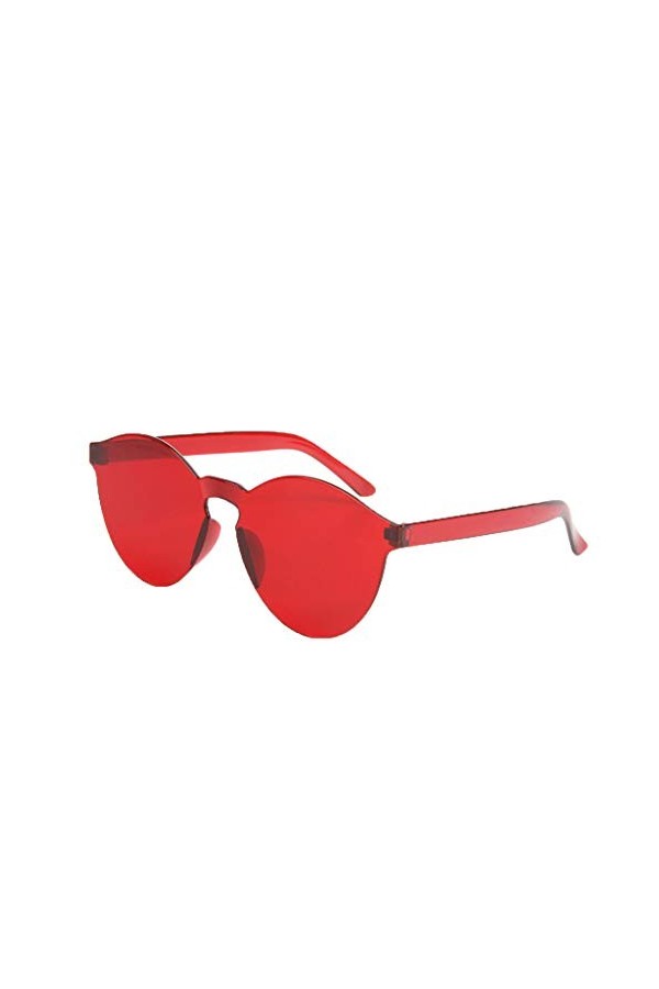 hahuha Lunettes de soleil transparentes sans monture pour femme - Couleur bonbon - 100 %, Rouge, taille unique