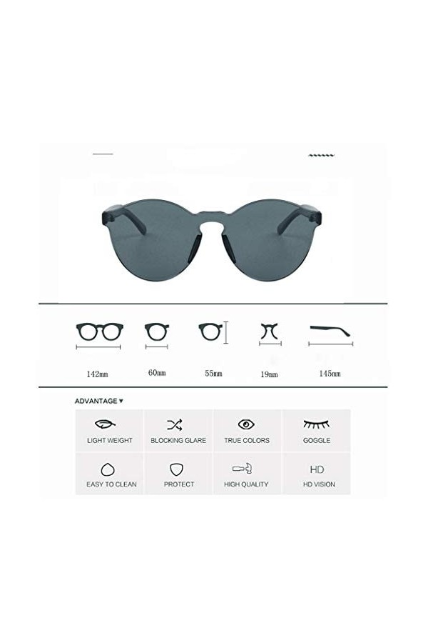 hahuha Lunettes de soleil transparentes sans monture pour femme - Couleur bonbon - 100 %, Rouge, taille unique