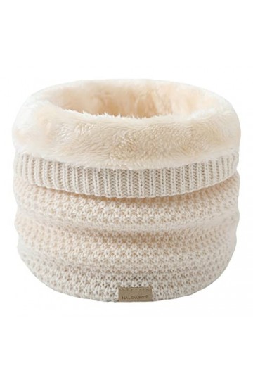 HYUET Cache-Cou Hiver Écharpe Circulaire Tricotée Tour de Cou Col Épaisse Cache Cou Doublée Tube Écharpe Polaire Thermique Do