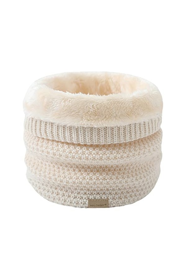 HYUET Cache-Cou Hiver Écharpe Circulaire Tricotée Tour de Cou Col Épaisse Cache Cou Doublée Tube Écharpe Polaire Thermique Do