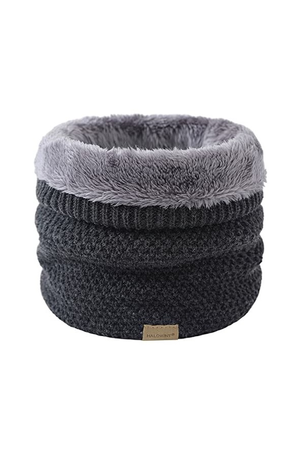HYUET Cache-Cou Hiver Écharpe Circulaire Tricotée Tour de Cou Col Épaisse Cache Cou Doublée Tube Écharpe Polaire Thermique Do