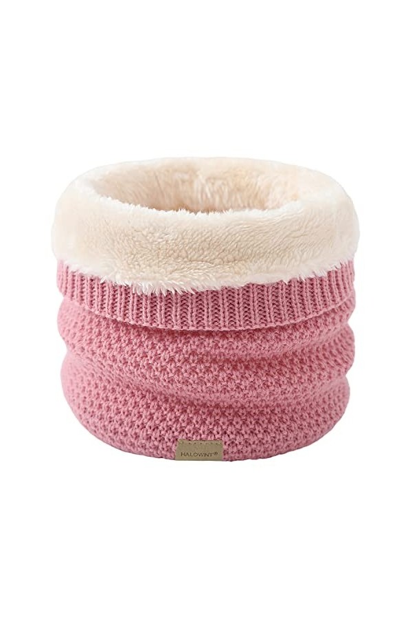 HYUET Cache-Cou Hiver Écharpe Circulaire Tricotée Tour de Cou Col Épaisse Cache Cou Doublée Tube Écharpe Polaire Thermique Do