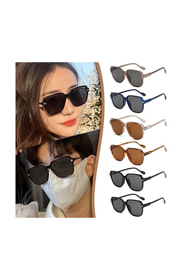 CHAOEN Lunettes de soleil surdimensionnées pour femme Protection UV400 Composite Grand cadre Mode Retro Designer Style Lunett