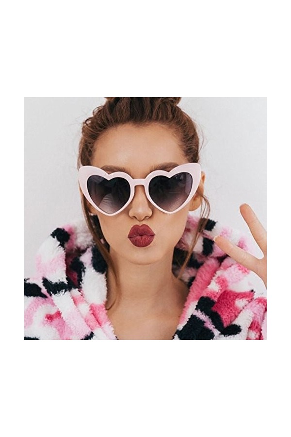 Générique Lunettes de Soleil en Forme de cœur à la Mode rétro pour Femmes Lunettes intégrées Lunettes De Aviateur Homme A, O