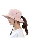 Chapeau dété en maille pour femme avec trou pour queue de cheval - rose - Taille unique