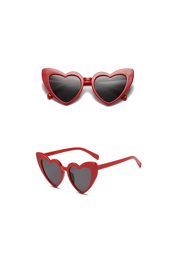 CreoQIJI Bijoux Femme Antique Femmes Rétro Mode Coeur Shades Lunettes de soleil Lunettes Intégrées Lunettes Enfants Verre Fen