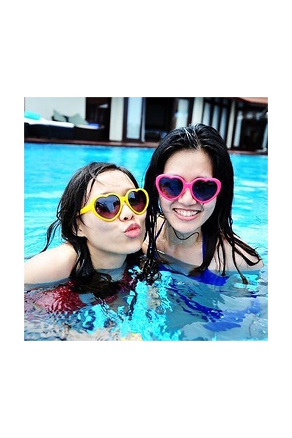 Livecitys Mode Homme Femme été Drôle Amour Forme De Coeur Lunettes De Soleil Lunettes De Soleil Cadeau Pour Accessoire De Dég