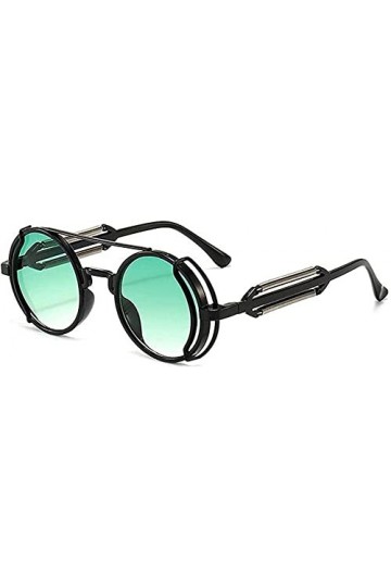 Lunettes de soleil rétro Steampunk pour femmes hommes unisexe rond métal cadre cercle lentille lunettes de soleil été extérie