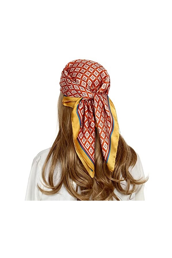 RIIQIICHY Petit Foulard Carré de Soie Multi-motifs pour Femmes Accessoires Élégants 70 * 70cm