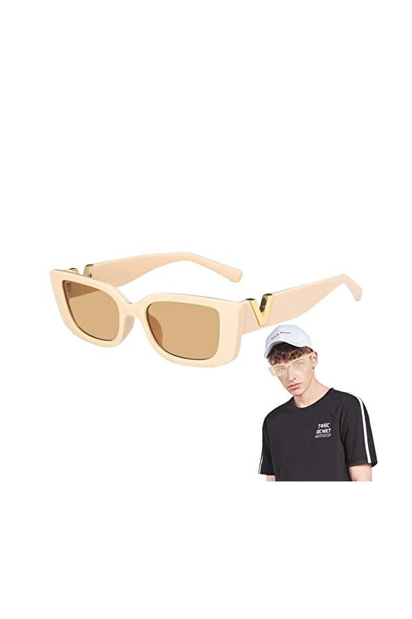 MISOYER Lunettes de Soleil polarisées Femme - Lunettes de Soleil carrées de Luxe en Forme de V Cat Eye | Lunettes de gelée de