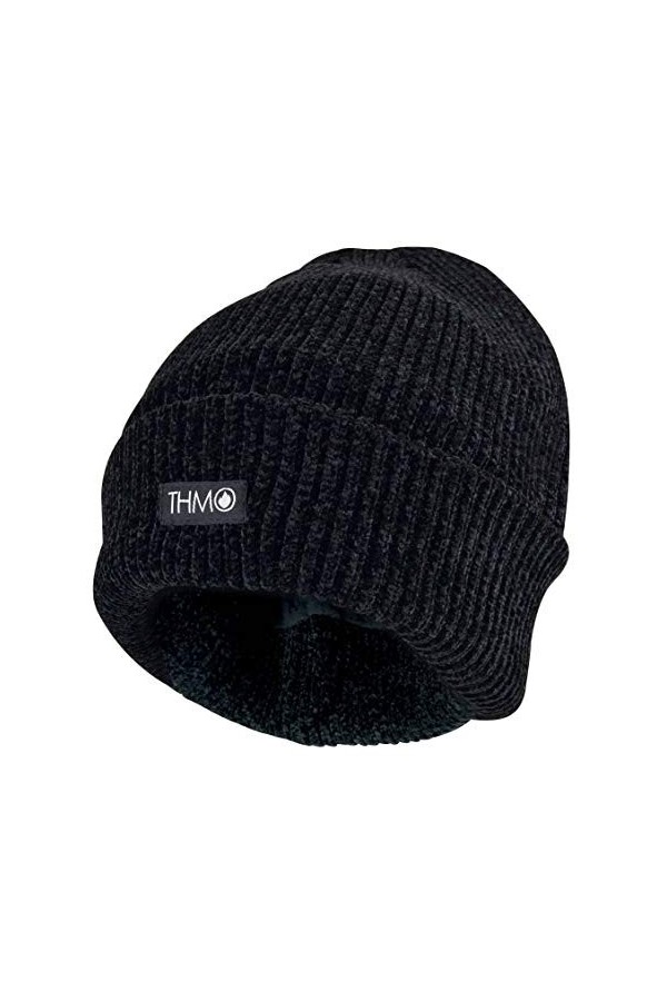 THMO - Femme Chaud Hiver Tricot Chapeau Bonnet Beanie avec Thinsulate 3M 40g Doublés Polaire One Size, Noire 