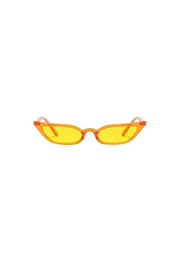 Générique Femmes Vintage Cat Eye Lunettes de Soleil rétro Petit Cadre UV400 Lunettes Mode Dames Lunettes De New Yellow, One 