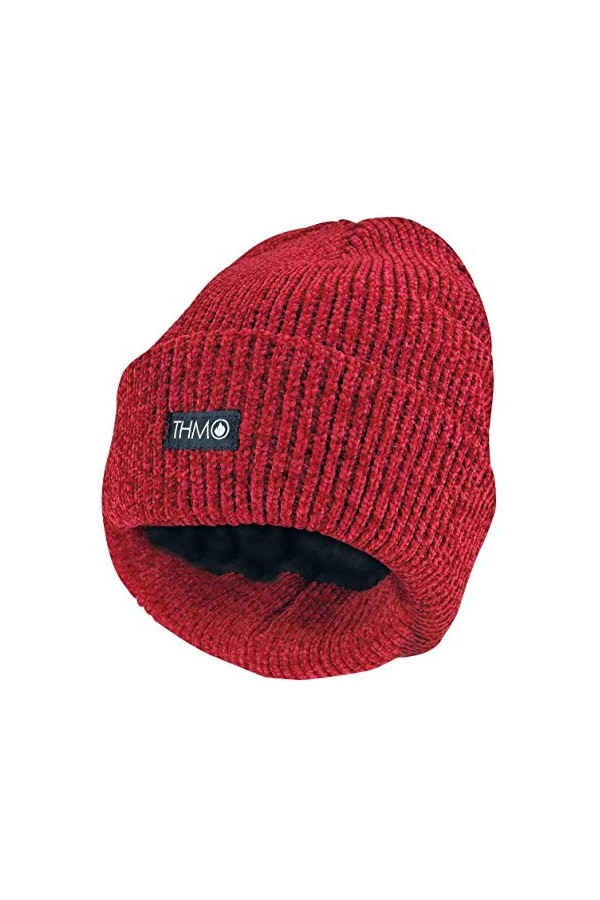 THMO - Femme Chaud Hiver Tricot Chapeau Bonnet Beanie avec Thinsulate 3M 40g Doublés Polaire One Size, Noire 