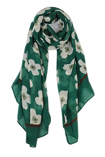 Van Der Rich ® - Foulard Mi-Saison en qualité Coton-Viscose Motif Fleur 90cm*180cm - Femme Khaki-2 