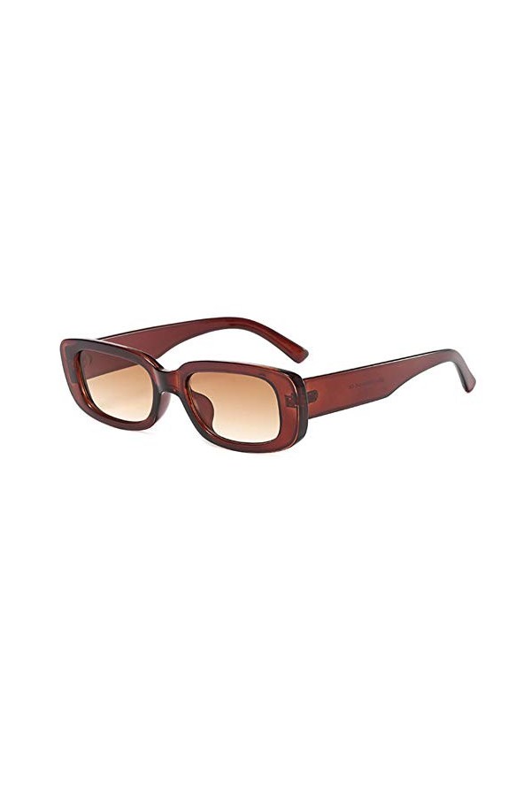 Grainas Lunettes de soleil, style rétro/vintage, rectangulaires, pour homme et femme, étroites, protection UV400, marron, M