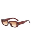 Grainas Lunettes de soleil, style rétro/vintage, rectangulaires, pour homme et femme, étroites, protection UV400, marron, M