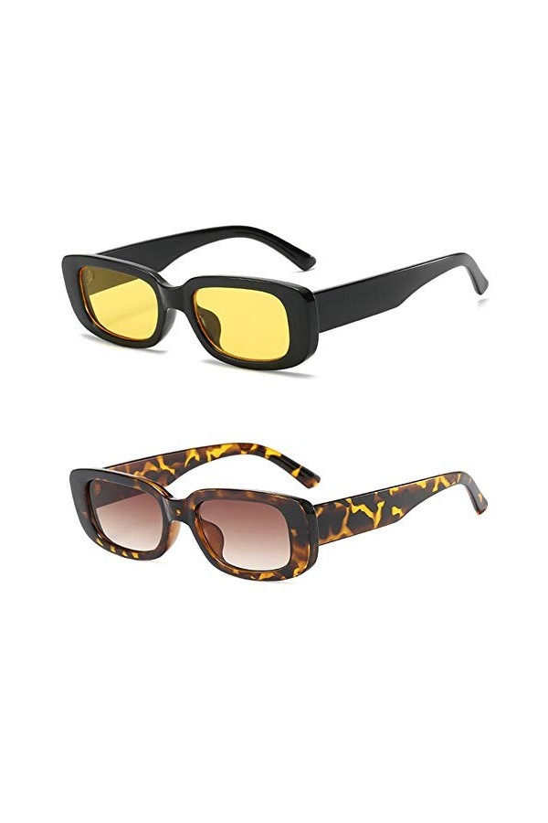 Grainas Lunettes de soleil, style rétro/vintage, rectangulaires, pour homme et femme, étroites, protection UV400, marron, M