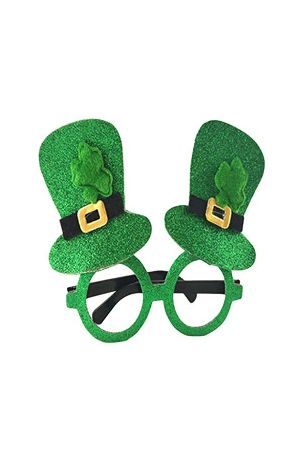 IMJONO St. Patrick’s Day Festival Des Adultes Irlandais Pour Festival Party Verts Drôle Shamrock Nouveauté Lunettes De Chapea