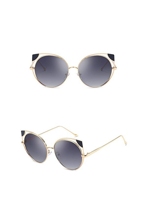 Lunettes de Soleil - Femme - Solike Femme Rétro Lunettes Adultes Chic Ronde Cerclées En Métal Aviateur Lunettes Protection UV