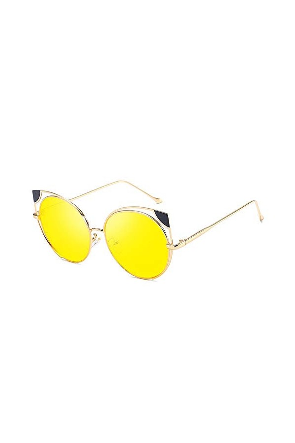Lunettes de Soleil - Femme - Solike Femme Rétro Lunettes Adultes Chic Ronde Cerclées En Métal Aviateur Lunettes Protection UV