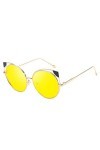 Lunettes de Soleil - Femme - Solike Femme Rétro Lunettes Adultes Chic Ronde Cerclées En Métal Aviateur Lunettes Protection UV
