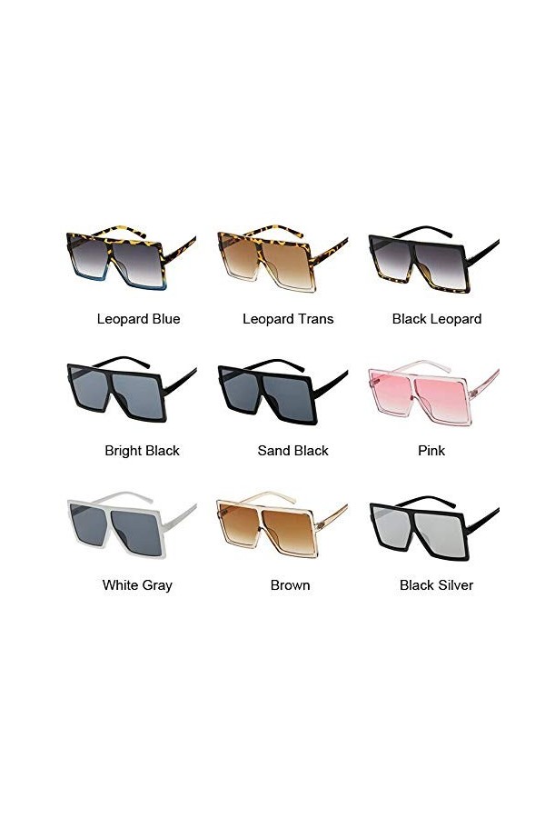 Lunettes De Soleil Flat Top Oversize Lunettes De Soleil Carrées Femmes Mode Rétro Dégradé Lunettes De Soleil Léopard Grand Ca