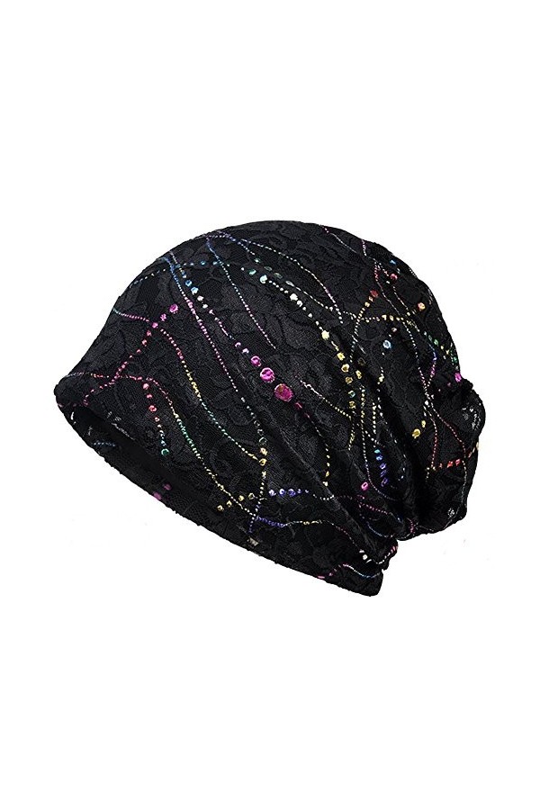 Bonnet de nuit doux en coton et dentelle pour femme, Fleur darbre bleu ciel, Taille unique