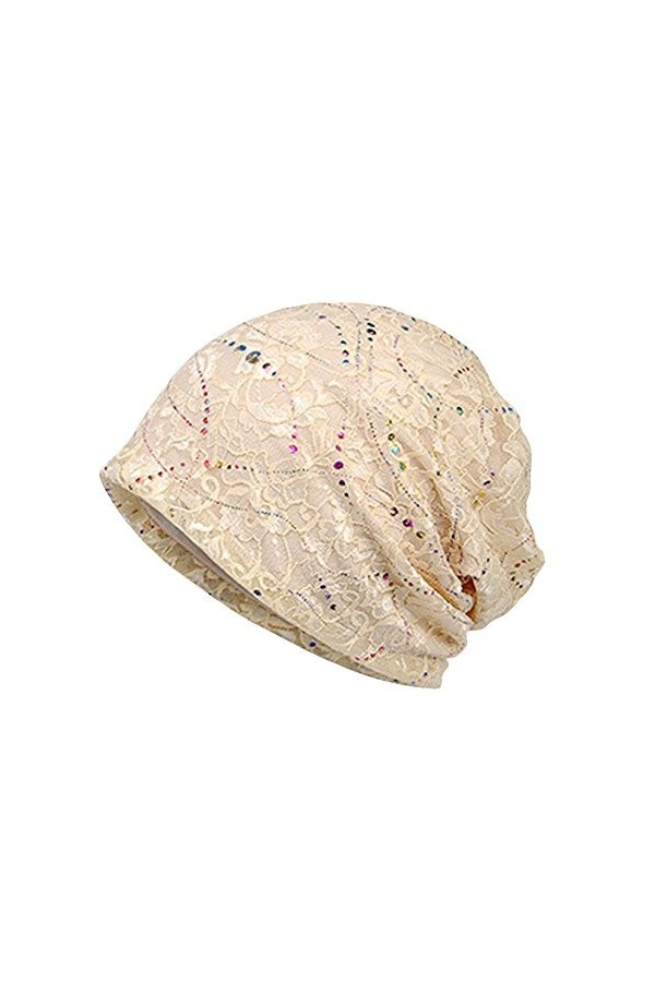 Bonnet de nuit doux en coton et dentelle pour femme, Fleur darbre bleu ciel, Taille unique